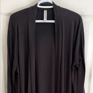 Calf length black cardigan plus size